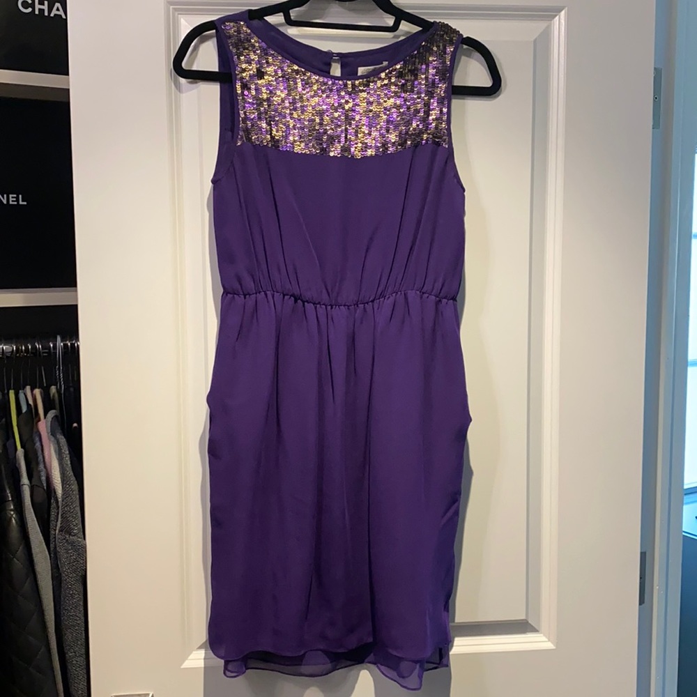 Purple sequin shoshanna dress